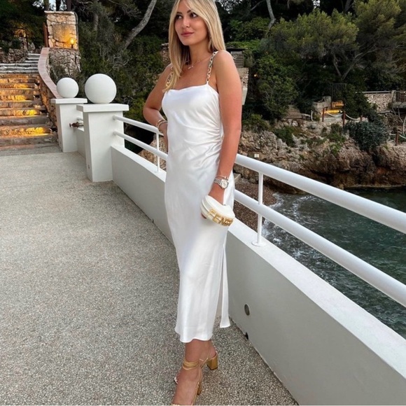 Zara White Satin Cocktail Dress with Chain Straps - NWT - XS - Picture 4 of 5